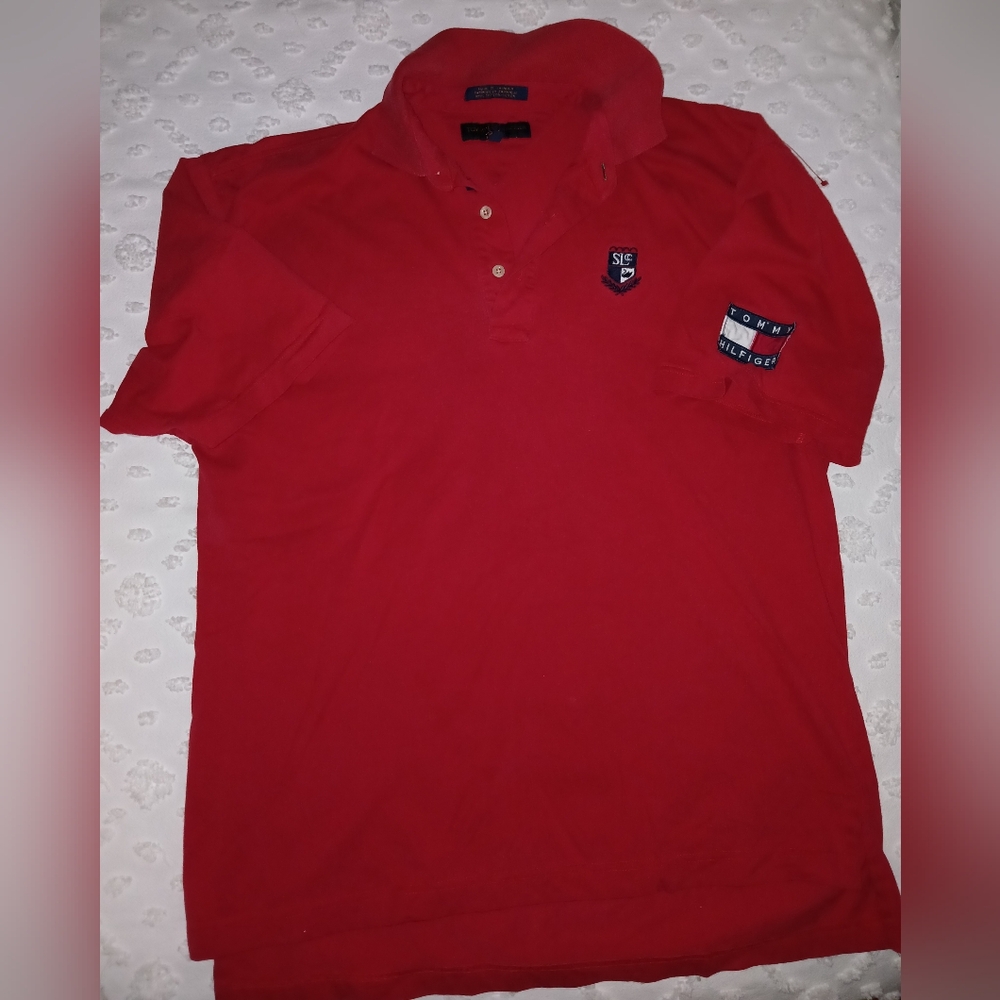 Vtg 90s Y2K Tommy Hilfiger Men's Size L short sleeve polo shirt crest logo